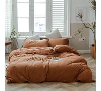 AMWAN Jersey Knit Cotton Duvet Cover Set Solid Pumpkin Color Bedding Set Luxury Soft Knit Cotton Comforter Cover King Size 3 Piece Bedding Set 1 Duvet Cover 2 Pillowcases King Duvet Cover Set