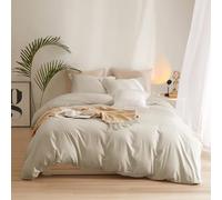 AMWAN Soft Microfiber Beige Duvet Cover Twin Size - Boho Tan Bedding Set 3 Pieces, 68"x86" Comforter Cover With 2 Pillowcases, Linen-Look With Zipper Closure
