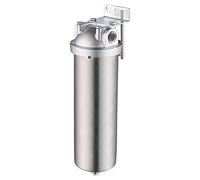 Amwater NSF/ANSI 42 Stainless Steel Whole House Water Filter Housing, 10" x 2.5" Sediment Water Filter System for Heavy Duty, Well & City Water, 1" NPT Port, Drain Valve Style C