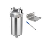 Amwater NSF/ANSI 42 Stainless Steel Whole House Water Filter Housing, 5" x 2.5" Sediment Water Filter System for Heavy Duty, Well & City Water, 1/2" NPT Port, Drain Valve Style C(Square Head)