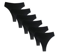 Amwounu High Waisted Cotton Thongs Underwear For Women Breathable Sport Athletics Panties High Rise Plus Size Multipack, Black*6, 5XL
