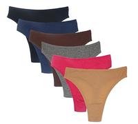 Amwounu High Waisted Cotton Thongs Underwear For Women Breathable Sport Athletics Panties High Rise Plus Size Multipack, Black*1 Red*1 Nude*1 Dark Blue*1 Coffe*1 Grey*1, XXL