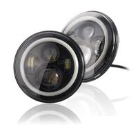 Amxaqjc For Hummer H1 H2 12V 24V 2 Piece 7 Inch Round LED Headlight Head Lamps(Black)
