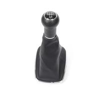 Amxaqjc for VW 1998-2004 for Golf4 MK4 GTI R32 for Bora for Jetta MT 5/6 Speed Gear Shift Knob Lever Shifter Gaitor Boot PU Leather Gear Stick Cover Head(Black Silver 5-Speed)