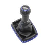 Amxaqjc for VW for Golf 4 IV MK4 1999 2000 2001 2002 2003 2004 Car 5 Speed 12mm Blue Line Gear Stick Shift Knob with PU Leather Boot Gear Stick Cover Head