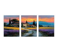 AMXBZC 3 Piece Landscapes Wall Art Prints Vintage natural flowers Mountain Themed Wall Decor,for Home Art Prints and Botanical Decor for Bedroom(Orange 48)-30x45cmx3 Unframed