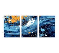 AMXBZC 3 Piece Mens Wall Art Room Decor Aesthetic Colorful Simple Pattern Canvas Painting, Canvas Motivational Posters for Boy's Room Man Cave Home Decor Artwork(Blue)-50x70cmx3 Unframed