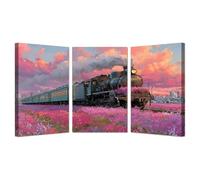 AMXBZC 3 Piece Modern Landscapes Pieces Wall Art Canvas Prints Colorful natural scenery Pictures Posters Painting -Office -Home Gym- Wall Classroom Decor(Purple 73)-60x80cmx3 Framed