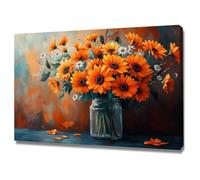 AMXBZC Abstract Green Botanical Wall Art Print Wildflowers In A Vase Natural Plant Leaves Home Decor, Living Room Bedroom HomeInterior Decor Posters(Orange 52)-30x40cm Framed