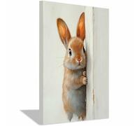 AMXBZC Animals Canvas Wall Art Picture Cute Rabbit Pictures Modern Artwork -Small Pop Art Wall Decor Pictures Painting -for Bathroom Bedroom(Brown)-50x70cm Framed