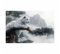 AMXBZC Animals Canvas Wall Art Picture Forest Mountain Leopard Modern Artwork -Small Pop Art Wall Decor Pictures Painting -for Bathroom Bedroom(white)-80x120cm Unframed