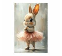 AMXBZC Animals Canvas Wall Art Picture Fun Rabbit Dancing Modern Artwork -Small Pop Art Wall Decor Pictures Painting -for Bathroom Bedroom(Brown)-80x120cm Unframed