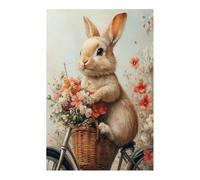 AMXBZC Animals Canvas Wall Art Picture Plant Nature Rabbit Modern Artwork -Small Pop Art Wall Decor Pictures Painting -for Bathroom Bedroom(Beige)-60x90cm Unframed