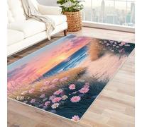 AMXBZC Area Rug Machine Washable Beach Natural Flowers Large Modern Living Room Soft Anti-Skid Rugs- Indoor Floor for Bedroom Dining Farmhouse Nursery Home Office(purple)-120x180cm