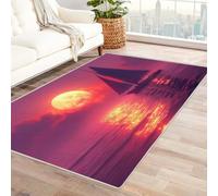 AMXBZC Area Rug Machine Washable Beautiful Sea View At Night Large Living Room Non Slip Carpet - Indoor Bedroom Throw Rugs - for Office Kitchen Bathroom Dining Room(purple)-210x270cm