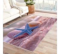 AMXBZC Area Rugs for Bedroom Living Room Pink Beach Shells Carpet Washable Abstract Large Soft Indoor - Modern Low Pile Carpet for Bedroom Room Farmhouse Home Office(purple)-90x120cm