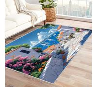 AMXBZC Boho Vintage Soft Rugs Bedroom Living Room Beach Flowers Natural Scenery Modern Indoor Area Rug, Non-Slip for Nursery boy Room Dorm Room Home Decor(blue)-150x180cm