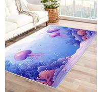 AMXBZC Boho Vintage Soft Rugs Bedroom Living Room Beautiful Marine Creatures Modern Indoor Area Rug, Non-Slip for Nursery boy Room Dorm Room Home Decor(purple)-150x210cm