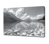 AMXBZC Forest Landscape Canvas Abstract Wall Art Abstract Beach Mountain Home Paintings & Prints Artwork- Modern Decorations for Bedroom Office Kitchen(grey)-50x70cm Framed