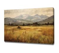 AMXBZC Forest Landscape Canvas Abstract Wall Art Retro Mountain Scenery Home Paintings & Prints Artwork- Modern Decorations for Bedroom Office Kitchen(Yellow)-80x120cm Framed