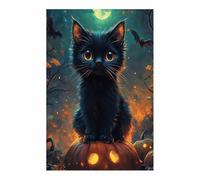 AMXBZC Halloween Gothic Wall Art Cute Animal Pumpkins Decor Aesthetic Prints,Spooky Goth Room Decor,Creepy Artwork Prints Scary Picture(Black 35)-40x60cm Unframed