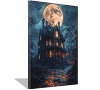 AMXBZC Halloween Wall Art Dark Academia Decor Horror Night Scene Gothic Prints,Dark Moody Decor Aesthetic Pictures, for Home Bedroom Hallway Dormitory(Yellow 88)-30x40cm Framed