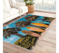 AMXBZC Indoor Soft Area Rug Tropical Beach Scenery Washable Boho - Office Indoor Floor Carpet -for Bedroom Nursery boy Playroom Dining Room Home House Decor(green)-240x300cm
