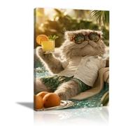 AMXBZC Landscapes Wall Art Prints Fun beach leisure animals Mountain Themed Wall Decor,for Home Art Prints and Botanical Decor for Bedroom(Brown)-30x40cm Framed