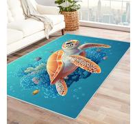AMXBZC Living Room Area Rugs Beach Ocean Cute Animals Washable Abstract Large Soft Indoor - Modern Low Pile Carpet for Bedroom Dining Room Farmhouse Home Office(orange)-150x180cm