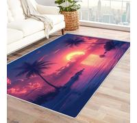 AMXBZC Living Room Area Rugs Beach Sunset Tree Scenery Washable Abstract Large Soft Indoor - Modern Low Pile Carpet for Bedroom Dining Room Farmhouse Home Office(purple)-150x240cm