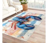 AMXBZC Living Room Area Rugs Graffiti Ocean Animals Pattern Washable Abstract Large Soft Indoor - Modern Low Pile Carpet for Bedroom Dining Room Farmhouse Home Office(blue)-120x180cm