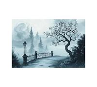 AMXBZC Modern Pieces Wall Art Canvas Prints Abstract Night Forest Scenery Pictures Posters Painting -Office -Home Gym- Wall Classroom Decor(Grey)-80x120cm Unframed