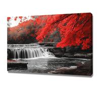 AMXBZC Modern Pieces Wall Art Canvas Prints Autumn Forest Tree Artwork Pictures Posters Painting -Office -Home Gym- Wall Classroom Decor(Red)-40x60cm Framed
