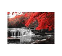 AMXBZC Modern Pieces Wall Art Canvas Prints Autumn Forest Tree Artwork Pictures Posters Painting -Office -Home Gym- Wall Classroom Decor(Red)-40x60cm Unframed