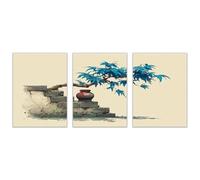 AMXBZC Set of 3 Abstract Mens Wall Art Living Room Vintage Tree Artwork Aesthetic Wall Decor Canvas Painting Poster Artwork -for Living Room Bedroom(blue)-50x70cmx3 Unframed