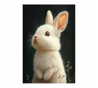 AMXBZC Vintage Animals Wall Art Canvas Print Cute Vintage Rabbit Modern Artwork -Small Pop Art Wall Decor Pictures Painting -for Bathroom Bedroom(white)-80x120cm Unframed