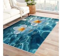 AMXBZC Vintage Washable Bedroom Area Rug Beautiful Flowers On The Beach Soft Accent Rugs for Living Room Dining Room, Non-Slip Non-Shedding Low-Pile Entryway Floor Carpet(white)-210x270cm