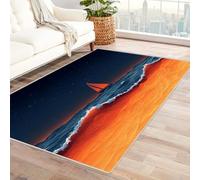 AMXBZC Vintage Washable Soft Bedroom Area Rug Abstract Beach Landscape for Living Room, Hallway, Entryay, Dining, Office, Kitchen, boy Home Dorm Decor Aesthetic(orange)-150x240cm