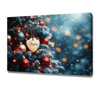 AMXBZC Vintage Winter Christmas Posters Prints Cute Christmas Pictures Rustic Wall Art Prints Decor for Living Room Bedroom, Santa Claus Wall Pictures(blue)-50x70cm Framed