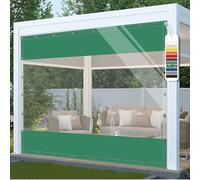 AMXFS Tarpaulin Transparent with Eyelets Waterproof 0.55mm,1.5mx2.6m Green | PVC 580 g/m² Heavy-Duty Weatherproof Tarp,Rain Protection for Terrace, Pavilion, Gazebo & Balcony, no Zipper