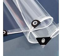 AMXFS Transparent Tarpaulin with Eyelets 0.35 mm Waterproof Clear Tarp Made of PVC 2 x 3m Transparent Rain Cover Wind Protection Tarpaulin for Camping Canopy Carport Tent