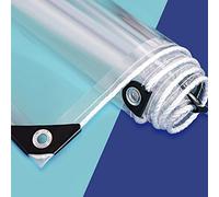 AMXFS Transparent Tarpaulin with Eyelets 0.55 Mm Waterproof Clear Tarp Made of PVC 2.2x7m Transparent Rain Cover Wind Protection Tarpaulin for Camping Canopy Carport Tent