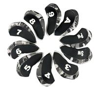 AmxKepoda 10pcs Premium Thick Neoprene Camouflage Golf Iron Club Head Covers with Transparent Window One-Side Number Print RH Golf Iron Cover #3-9,A,Pw,Sw