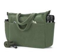 AMXNX Corduroy Tote Bag for Women Crossbody Bags Lightweight Handbags Shoulder Bag with Zipper Pockets for Work Shopping, Green, L