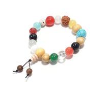 AMXXZIC Prayer Beads Fashion Bracelet for Men and Women Zen Inspired Glass Beads Chinese Style Bracelets, One Size, Wood, no gemstone
