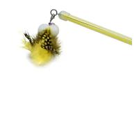 AMY&CAROL Extendable Yellow Spotty Feather Cat Teaser
