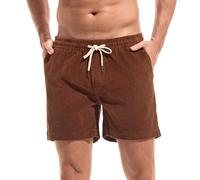 Amy Coulee Mens 5.5 Inch Corduroy Shorts with Pockets（Brown, S