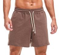 Amy Coulee Mens 5 Inch Casual Lounge Shorts with Pockets (Coffee, L)