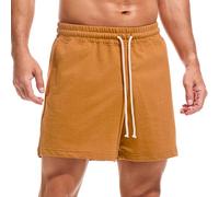 Amy Coulee Mens 5 Inch Casual Lounge Shorts with Pockets (Ginger Yellow, M)