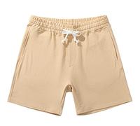 AMY COULEE Mens Athletic Workout Shorts 5.5" Cotton Casual Shorts Elastic Waist Joggers Sports Sweat Shorts, Khaki, Medium